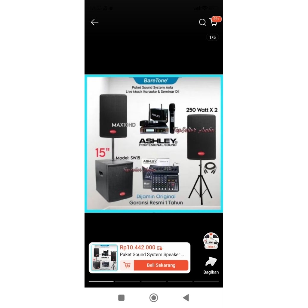 paket sound system speaker aktif ruangan aula karoke/ seminar dll subwoofer aktif 15 inc