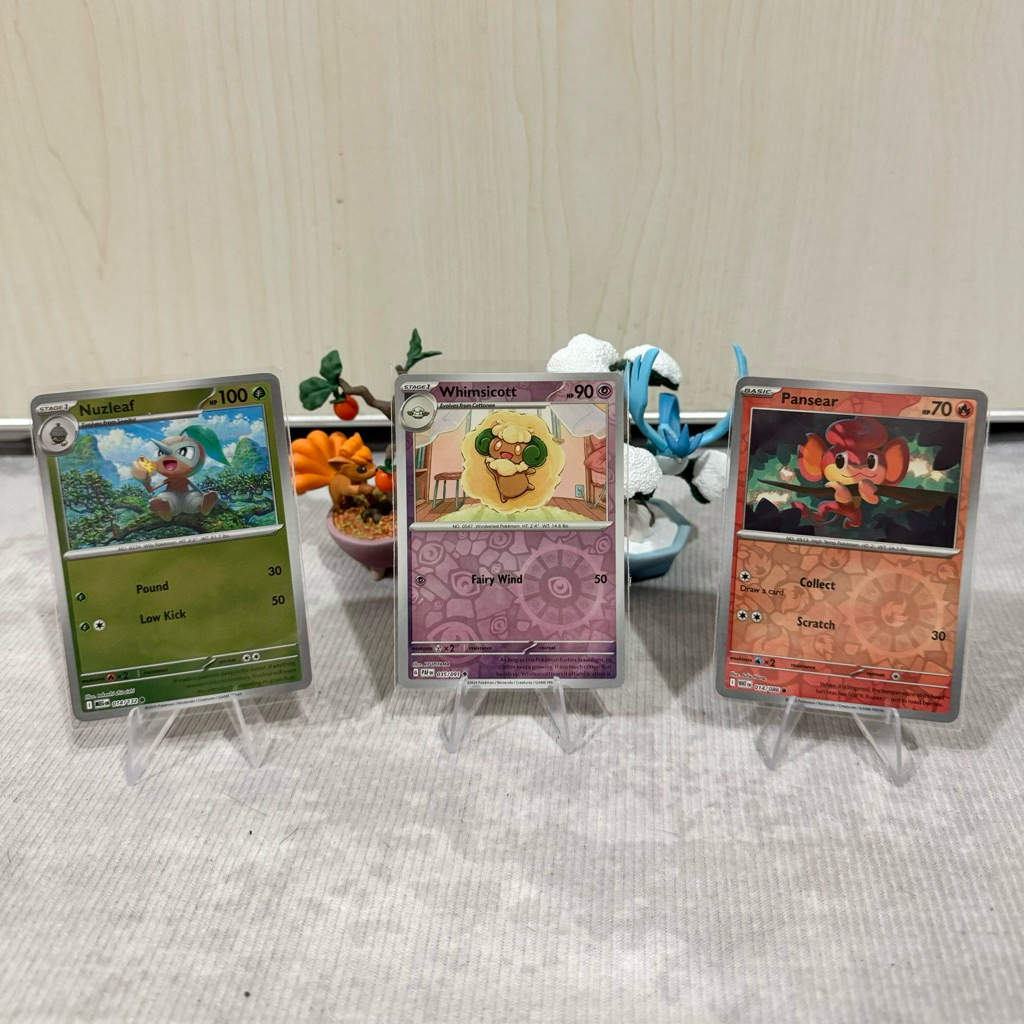 Paket Nuzleaf, Whimsicott dan Pansear Card Kartu Pokemon Original Holo/ Reverse English