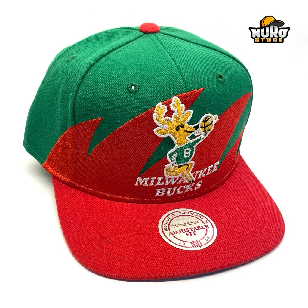 Topi Mitchell & Ness Original NBA HWC Milwaukee Bucks Shark Tooth Red Green