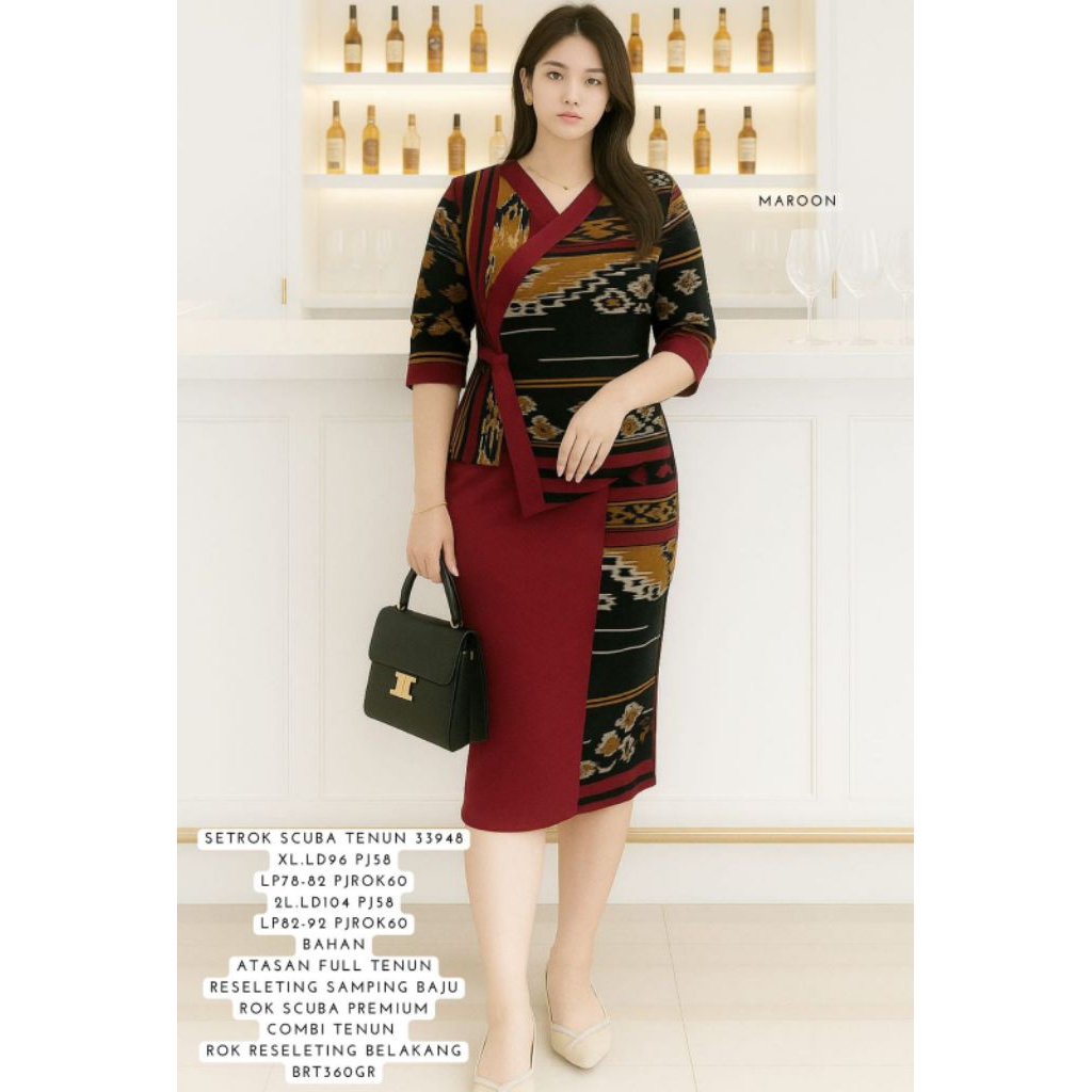 setelan rok pesta tenun / baju tradisional tenun wanita