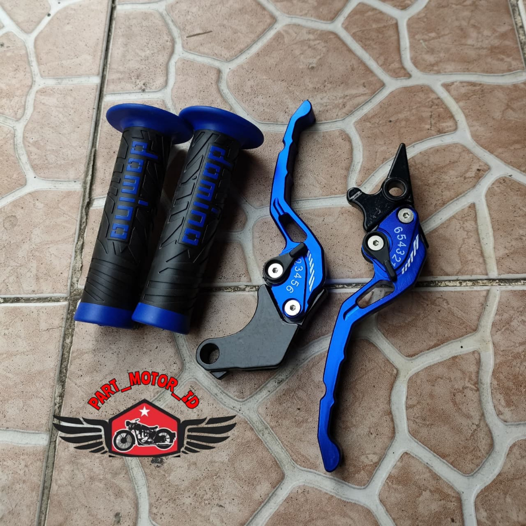 HANDLE REM DAN KOPLING VARIASI FULL CNC UNTUK TIGER / VERGA / CB150R / SATRIA FU BLUE HANDLE + GRIP