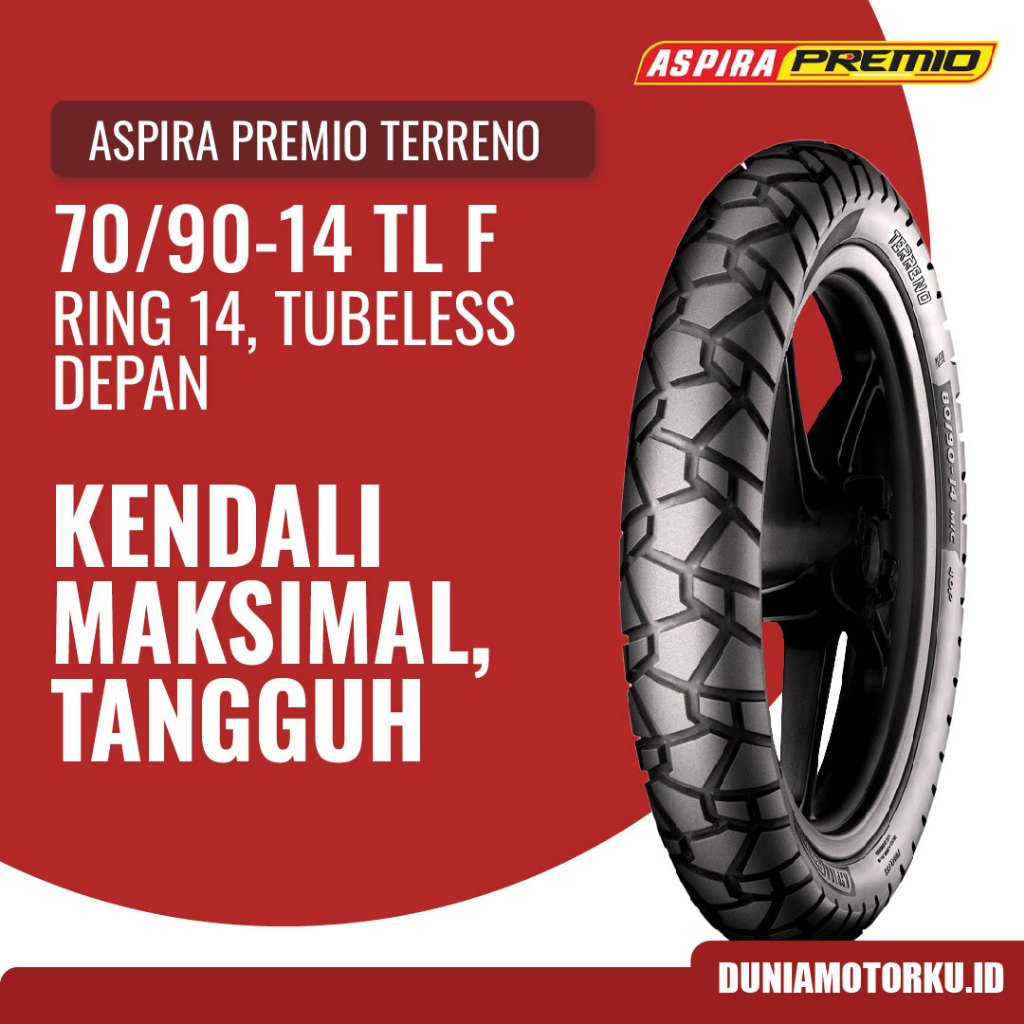 Ban Aspira 70/90-14 TL Aspira Premio Terreno Tubeless Ban Motor Depan