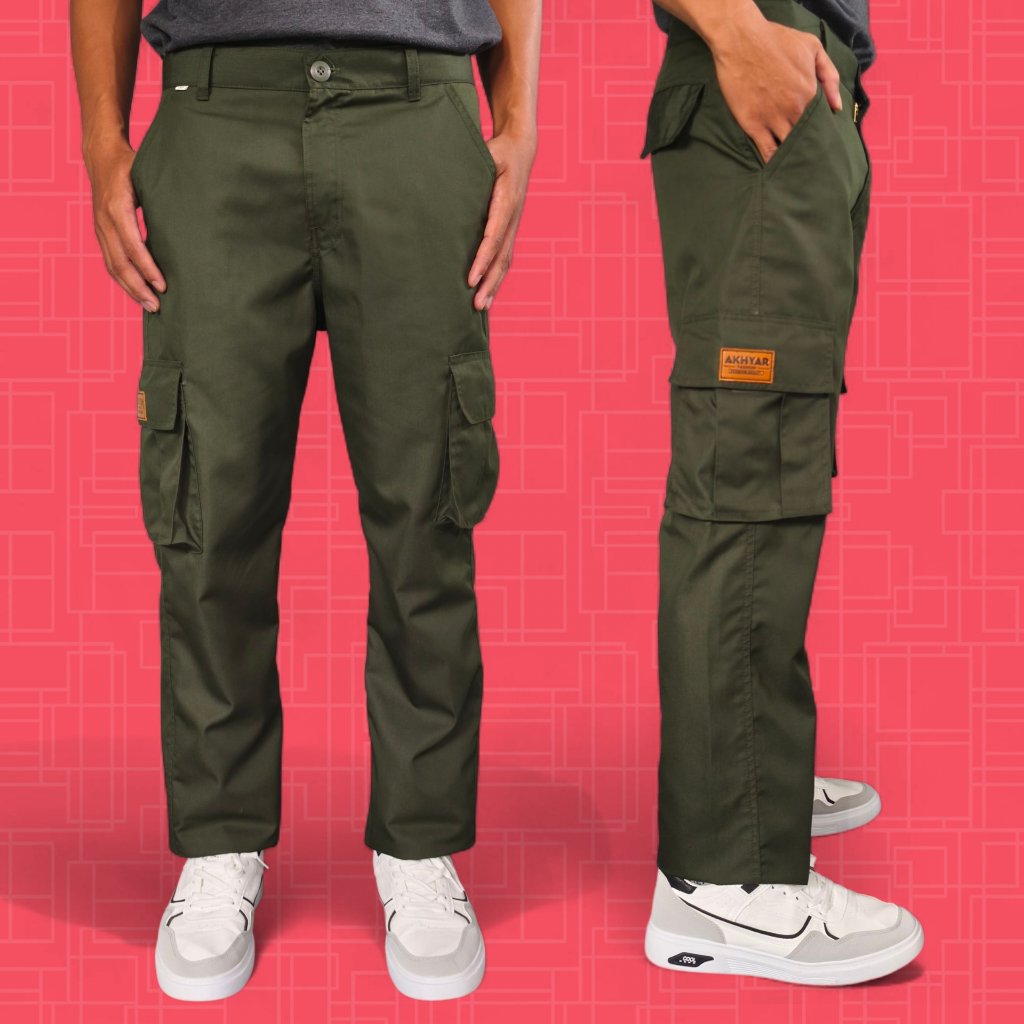 Celana Cargo Pria Bahan Cotton Japan Drill Premium | Celana Panjang Pria Cargo Katun Drill