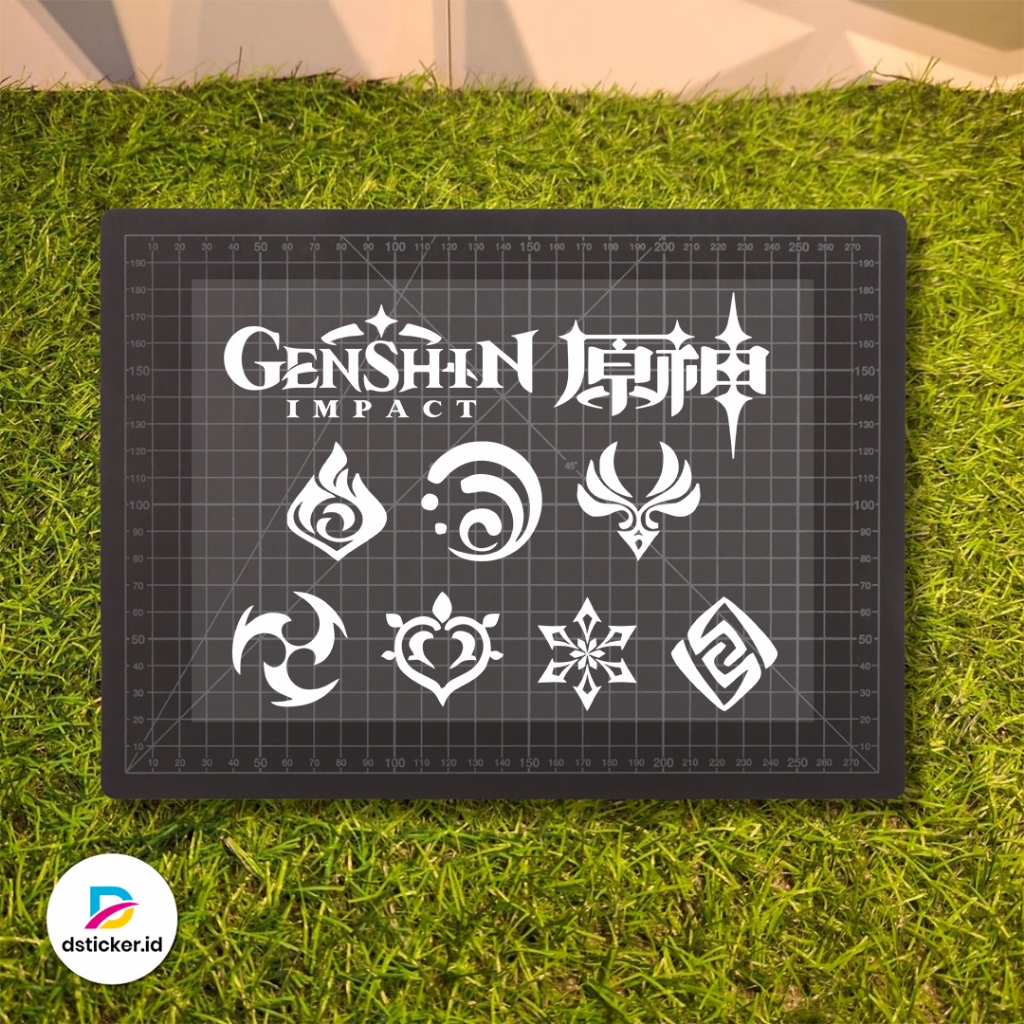 Cutting Sticker Genshin Impact All Vision | Sticker Tahan Air Gamer Variasi Laptop Helm Body Motor K