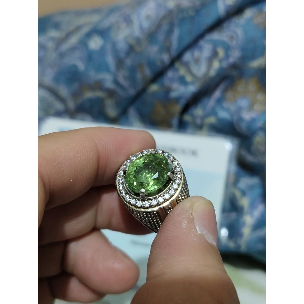 batu permata ring perak green tourmaline 5.51 carat