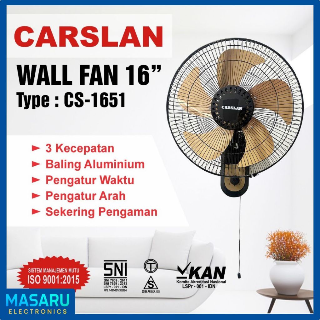 Kipas Angin Tornado Wallfan/ Kipas Dinding Tornado 16inch Carslan CS-1651 kip as