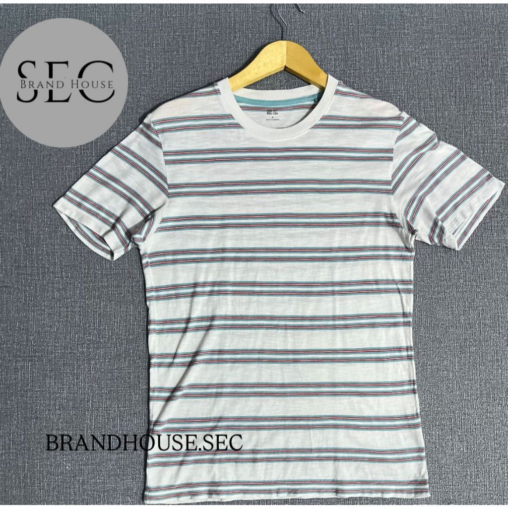 kaos uniqlo salur second kaos garis garis