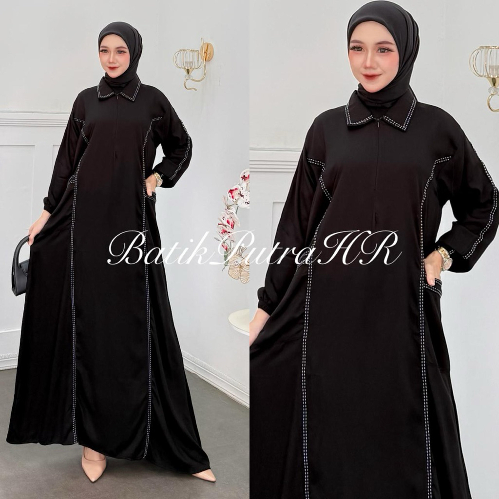 Gamis Amanda Twill - Gamis Muslim Wanita Premium Gamis Twil Garis Renda Terbaru