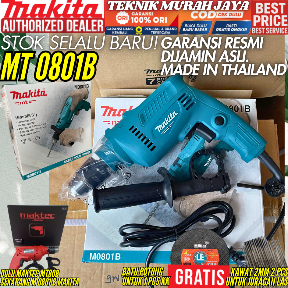 MAKTEC MT80B Makita M0801B Mesin Bor Beton Listrik 13 mm / 16 mm Tangan Impact Impak Asli Ori Thaila