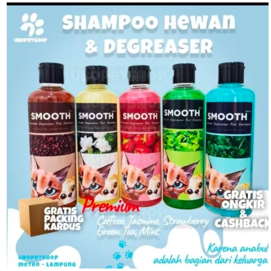 Shampoo Smooth anjing dan kucing kemasan 250ml wangi dan tahan lama shampo anjing murah
