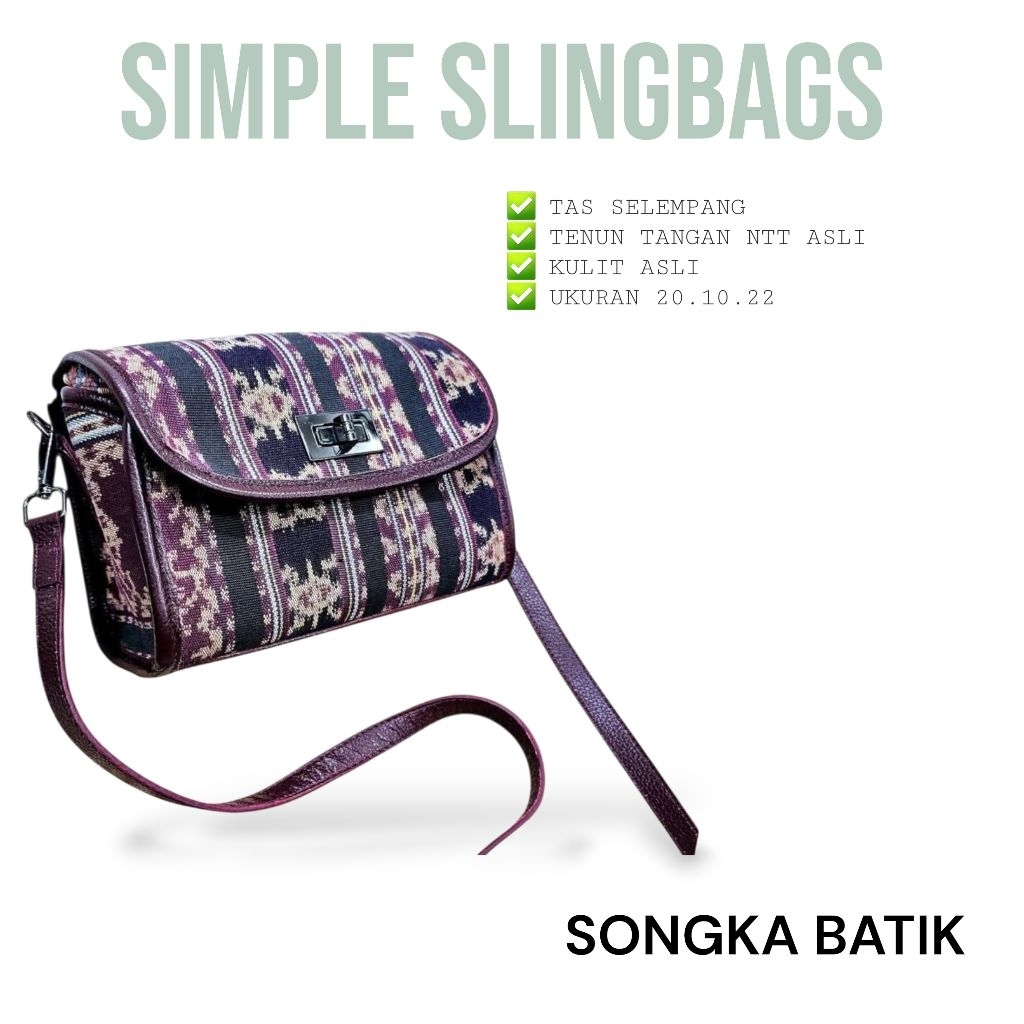 TAS SELEMPANG WANITA ETNIK TENUN NTT KULIT ASLI SIMPLE