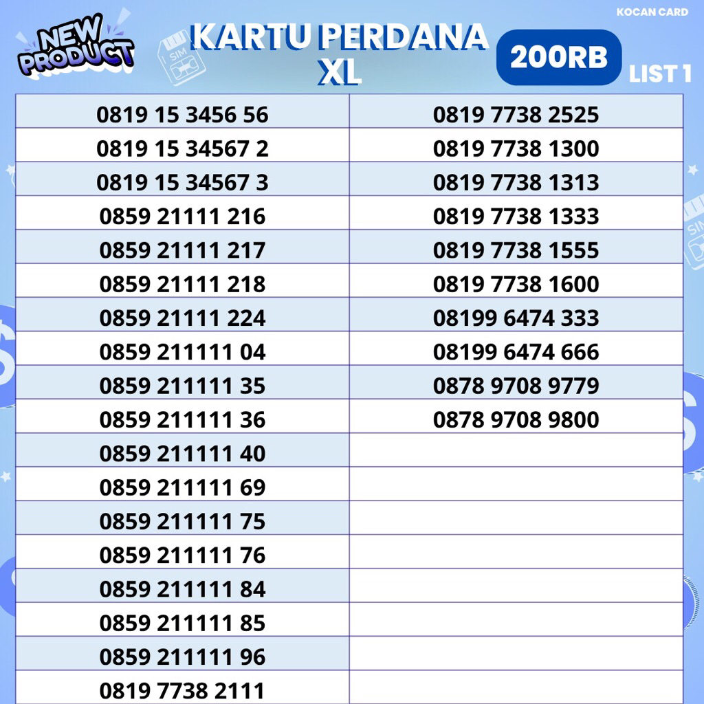 Nomor Cantik XL Perdana 200.000 RB