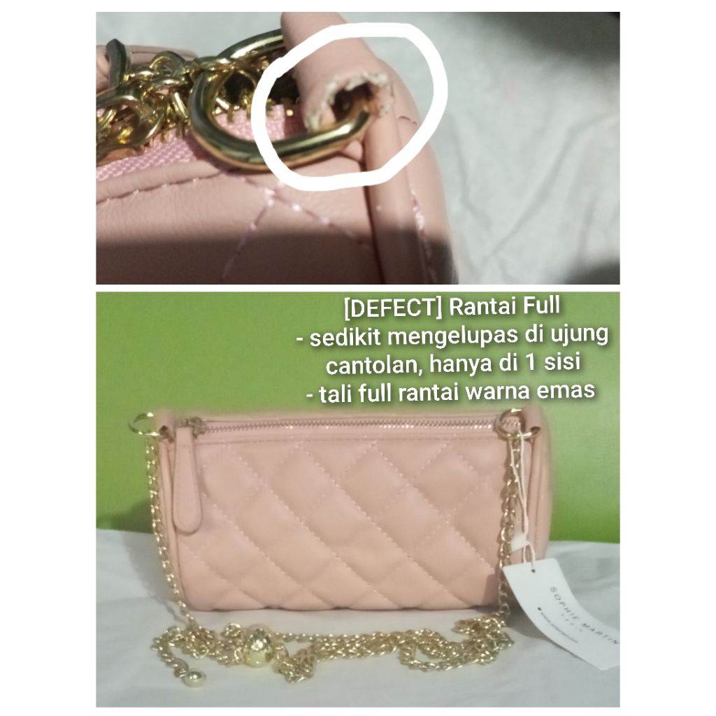 [DEFECT] Sophie Martin Tas Piera Pink Sling Bag Tas Pesta Tas Tali Rantai