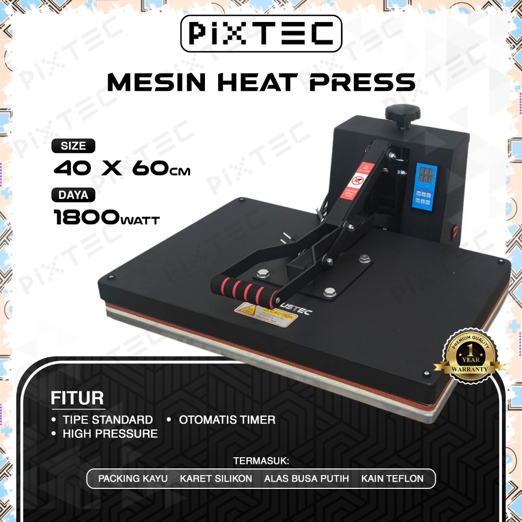 Pixtec Mesin Press Sablon Kaos 40x60 1800 Watt
