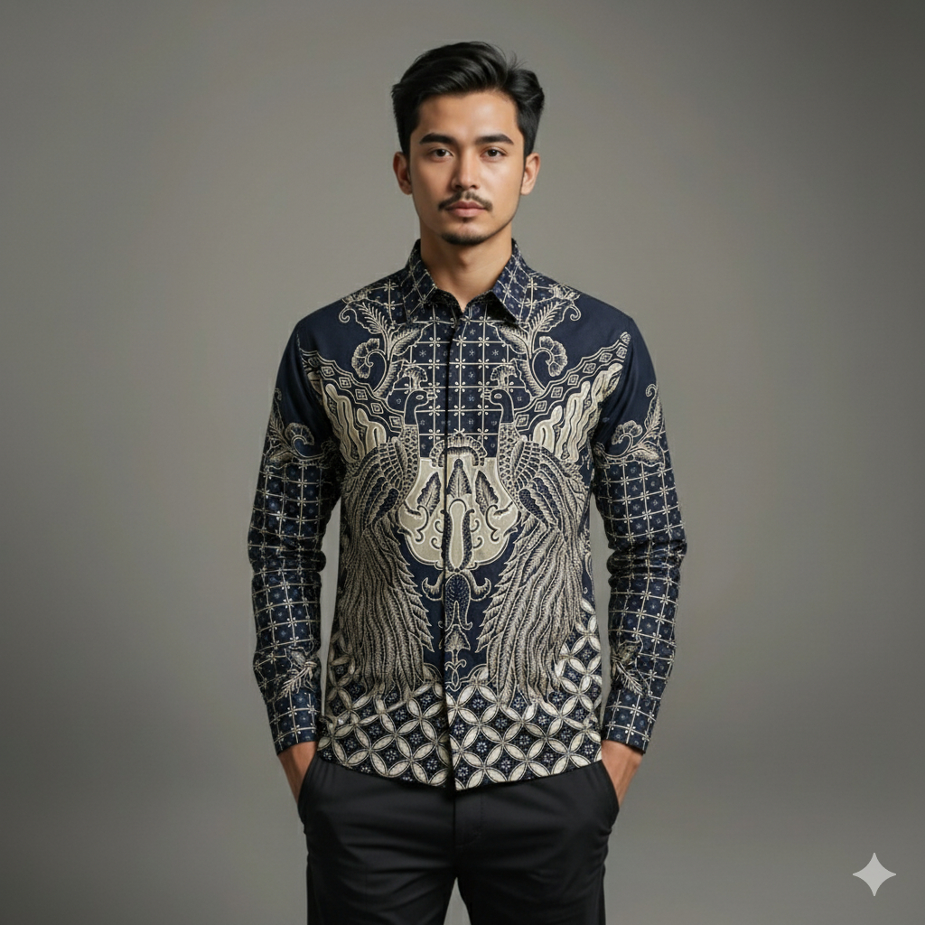 Kemeja Batik Pria Baju Lengan Panjang Slimfit Lapis Furing Batik Cinarita 0345 Bahan Katun Premium E