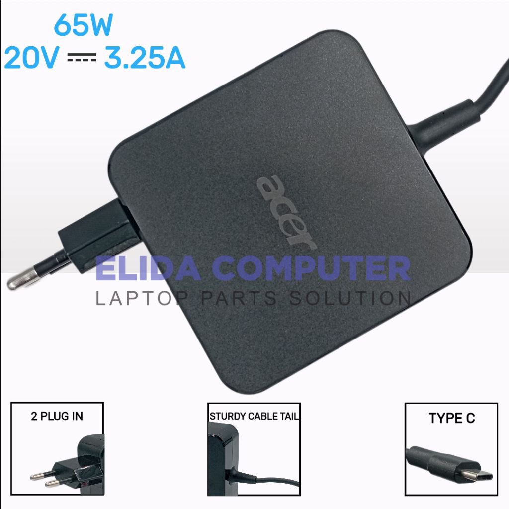 Adaptor Charger Acer Aspire 5 Spin 14 A5SP14 A5SP14-51MTN 20V 3.25A 65W Type C