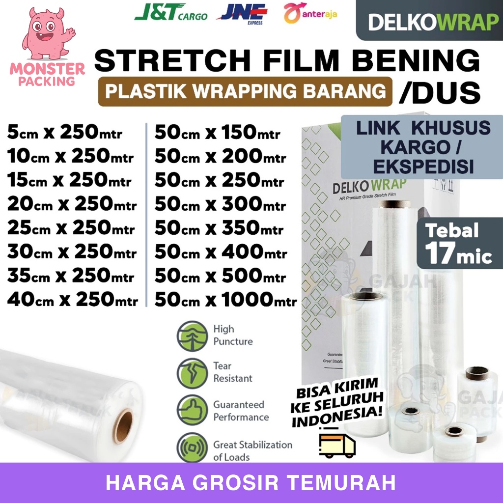 Plastik Wrapping STRETCH FILM BENING Pembungkus Wrap Barang Premium Tebal Delkowrap / DUS KARGO