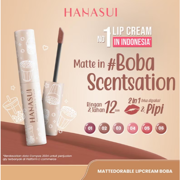HANASUI Brown Sugar Mattable Lip Cream - Boba Edition - HANASUI Mattedorable Lip Cream Creamy boba A