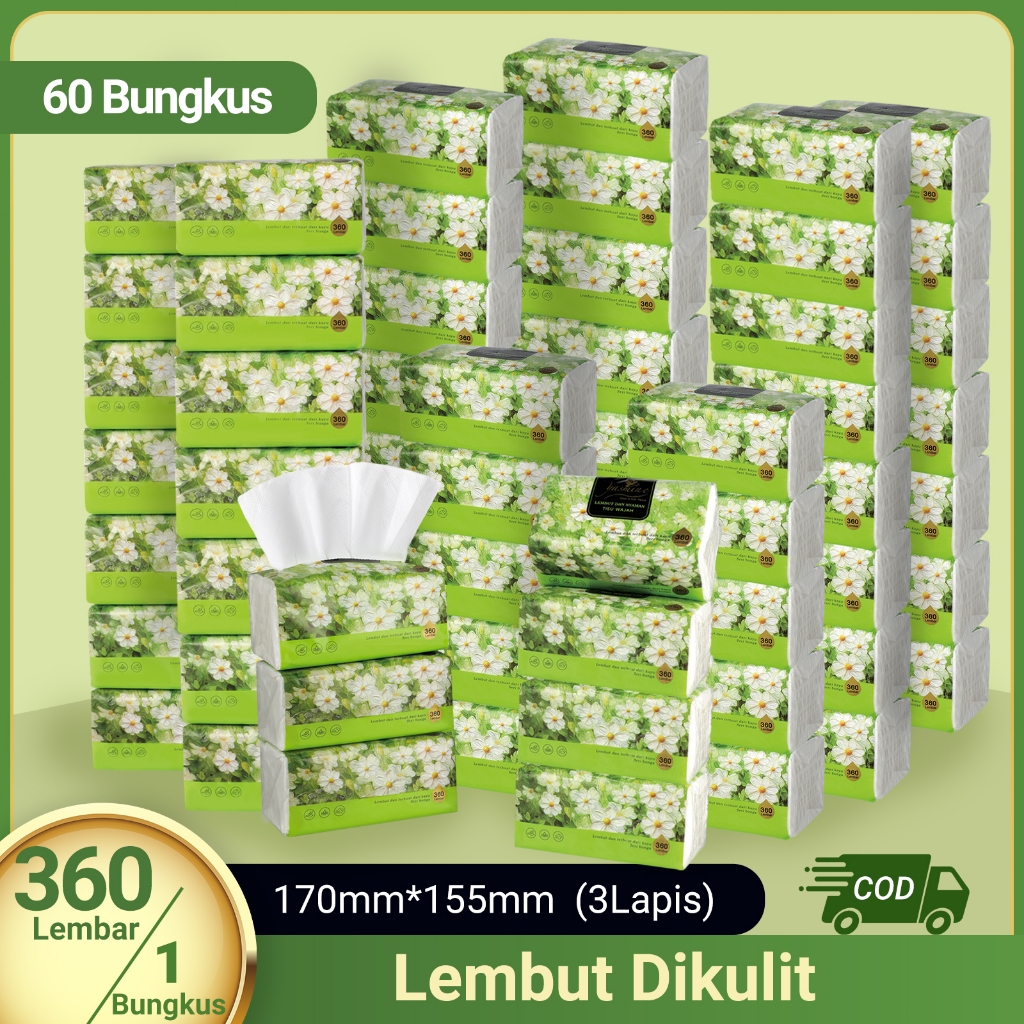 Yasmine tisu[60pcs]aily Soft Facial Tissue -60pcs x 360 Sheets Helai 3 Ply - tisu wajah - tisu murah