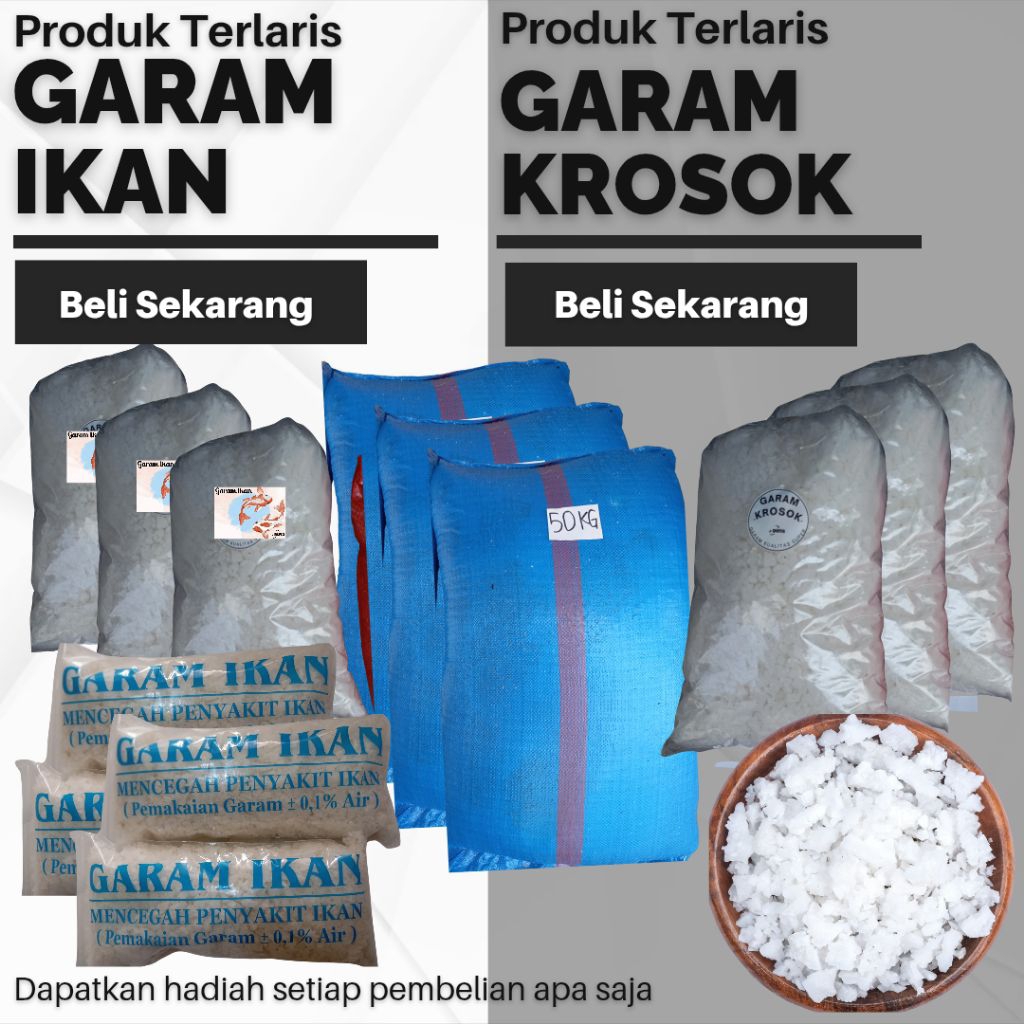 GARAM KROSOK 1KG  - GARAM IKAN 1KG - GARAM KASAR - GARAM MURNI - GARAM LAUT - GARAM MURNI