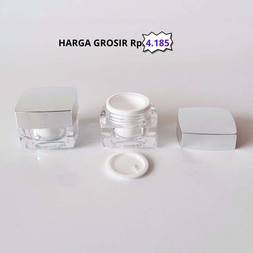 Pot Jar Cream Acrylic Clear silver/Pot Acrylic 10gr