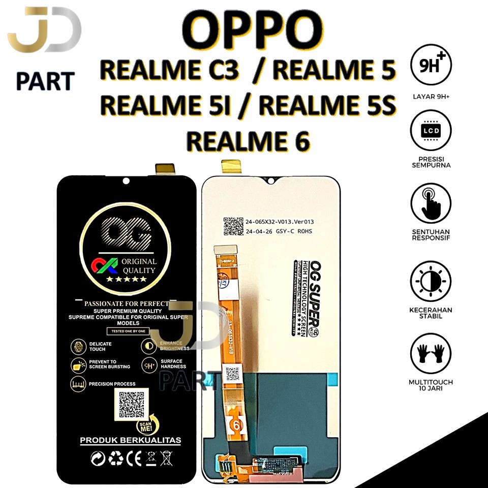 LCD TOUCHSCREEN OPPO REALME C3  / REALME 5 / REALME 5I / REALME 5S / REALME 6 COMPLETE ORIGINAL 100%