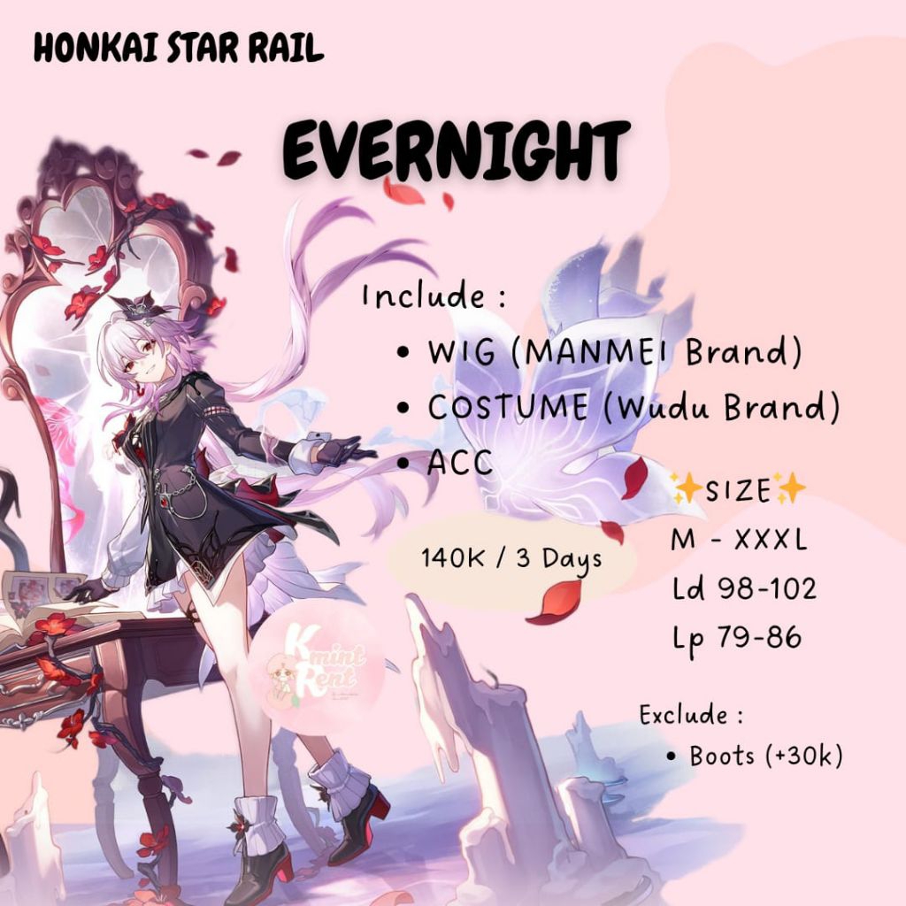 RENTAL/SEWA COSPLAY HONKAI STAR RAIL HSR EVERNIGHT MARCH 7TH