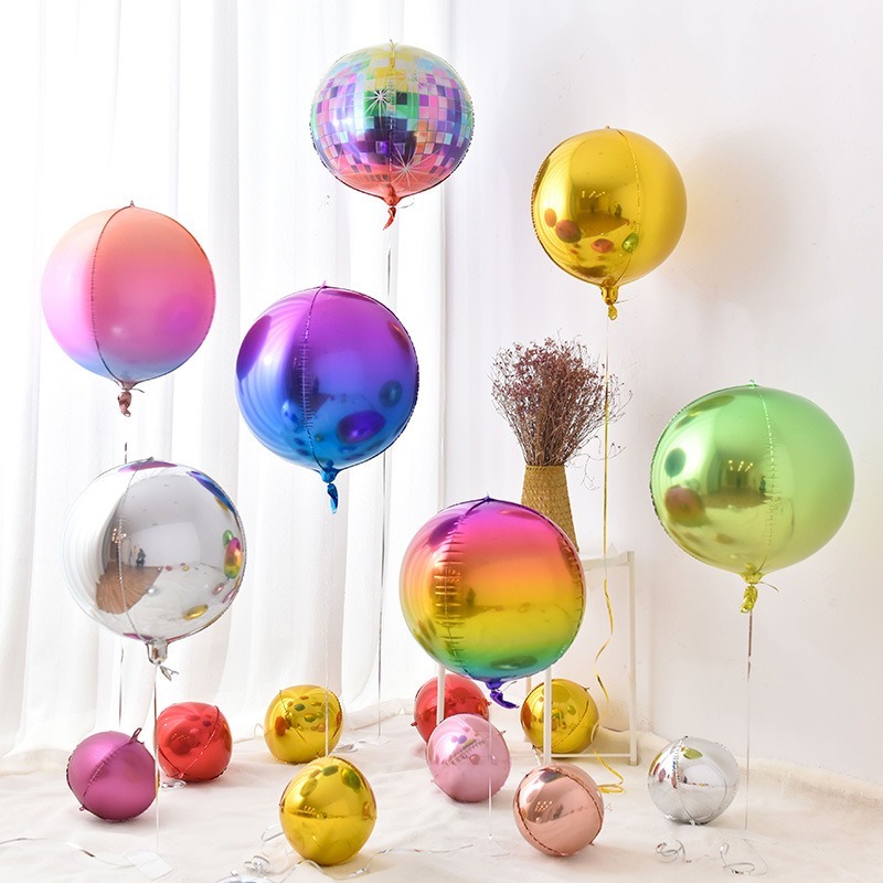 Balon Foil 4D Orbz 22 Inch Warna Cerah | Balon Bulat Mengkilap Dekorasi Pesta Ulang Tahun & Event
