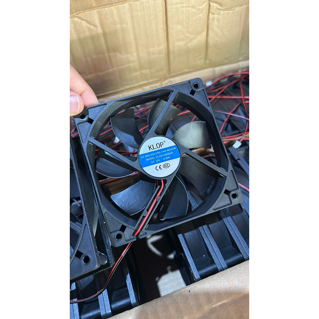 Kipas Fan Dc 12cm 12v merk KLOP untuk power amplifier Kipas 12x12cm Dc 12v