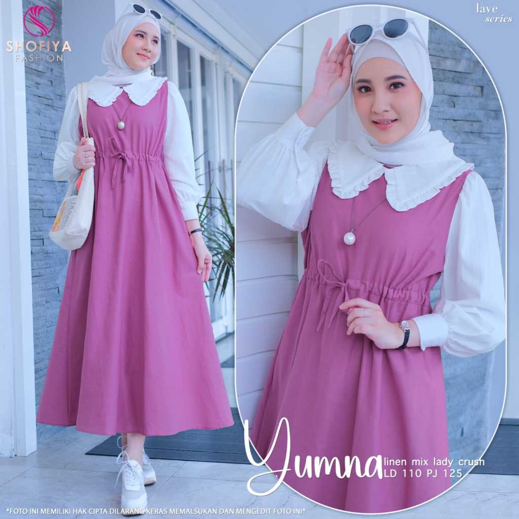 [LD 110] YUMNA DRESS MIDI GAMIS WANITA KOREA SFS ORI BY SHOFIYA FASHION