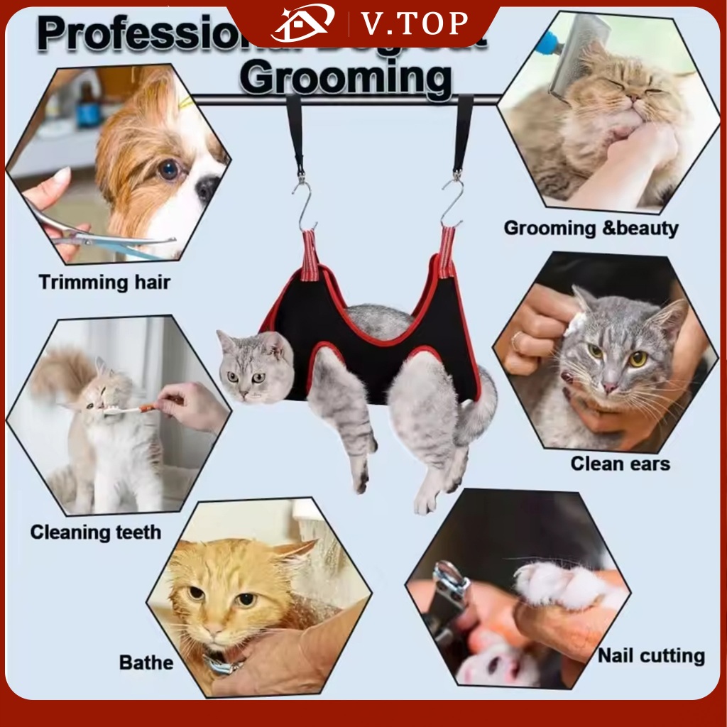 V.Top Pet Grooming Hammock Pet Hammock Tempat Tidur / Grooming Hammock Kucing