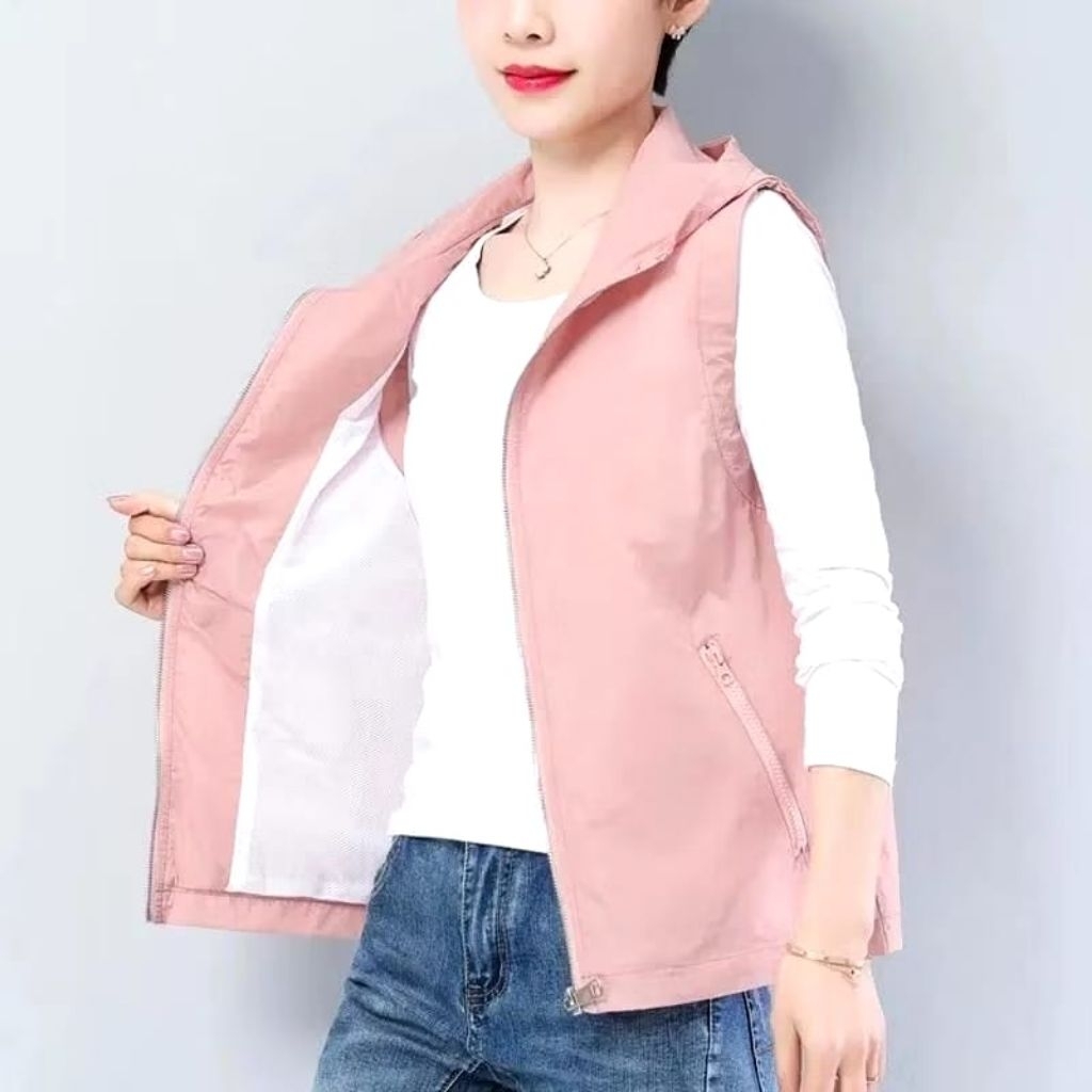 jaket Rompi Wanita Hoodie Rompi CW Style Korea