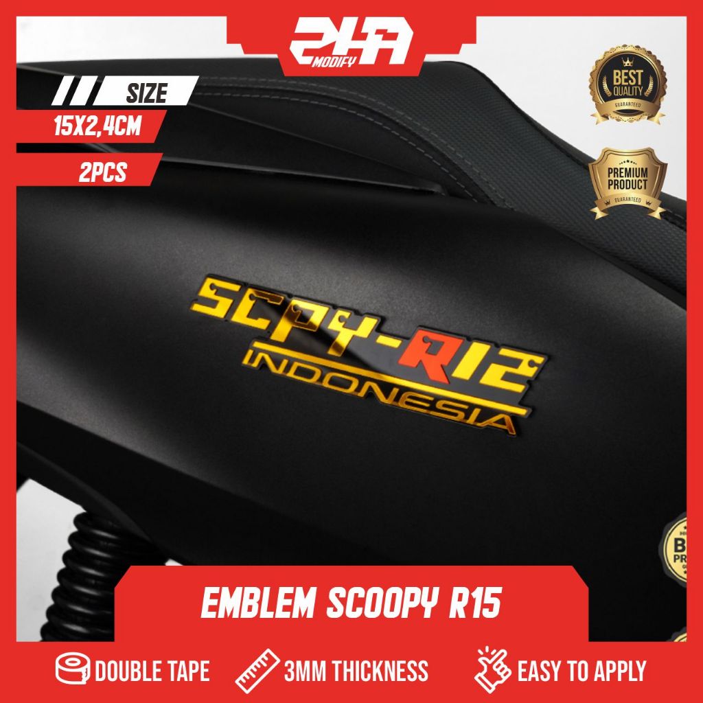 EMBLEM SCOOPY 2PCS SCOOPY RING 12 LOGO SCOOPY R12 INDONESIA EMBLEM SCOOPY 3D TIMBUL 3D AKSESORIS SCO