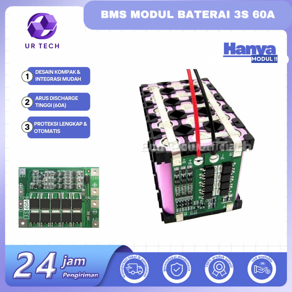 Lithium 60 A 18650 26650 BMS Protection Balance Board 3S 60A 11.1V 12.6V 60 Amper