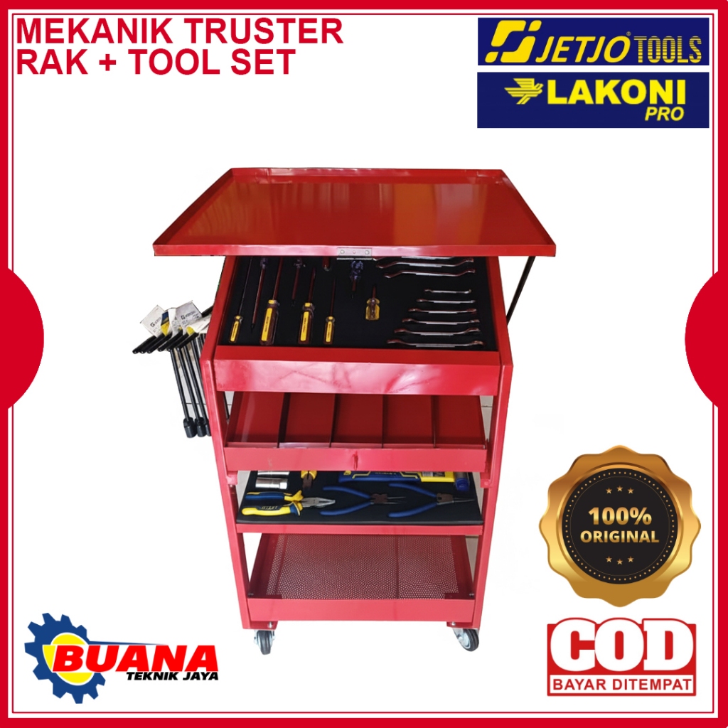 Mekanik Truster Rak + Tool Set Lakoni / Caddy Tools box mekanik truster AHASS / Alat praktik sekolah