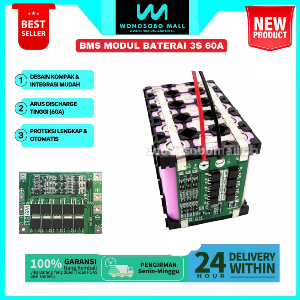 Lithium 60 A 18650 26650 BMS Protection Balance Board 3S 60A 11.1V 12.6V 60 Amper