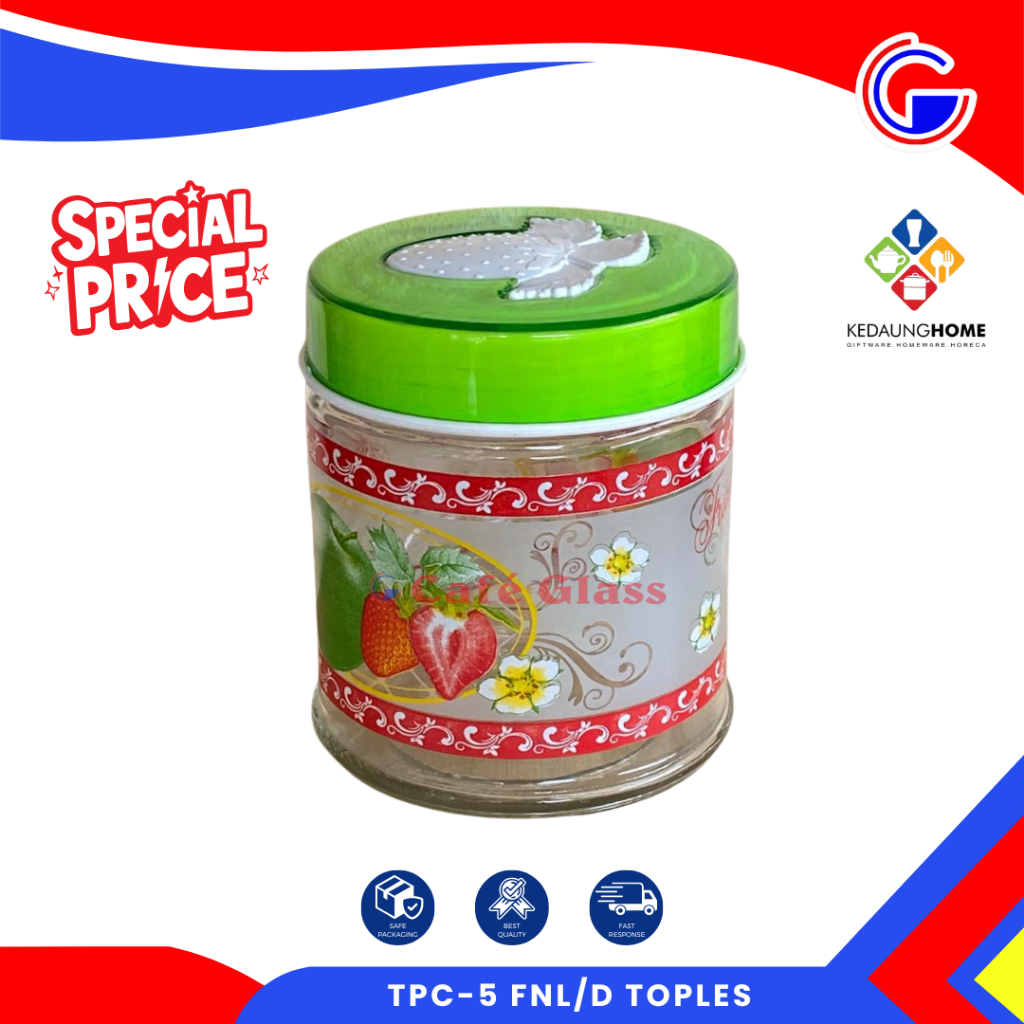 Toples Kaca Kue Kering Kedaung - Tpc-5 Fnl/D Toples Tutup Putar - Toples Klasik Lebaran