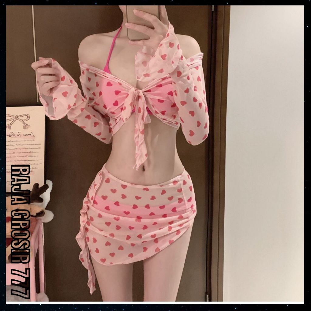 Women's Sexy Bikini Swimsuit Set Trendy Pink Color Baju Renang Hot Premium BBW 08