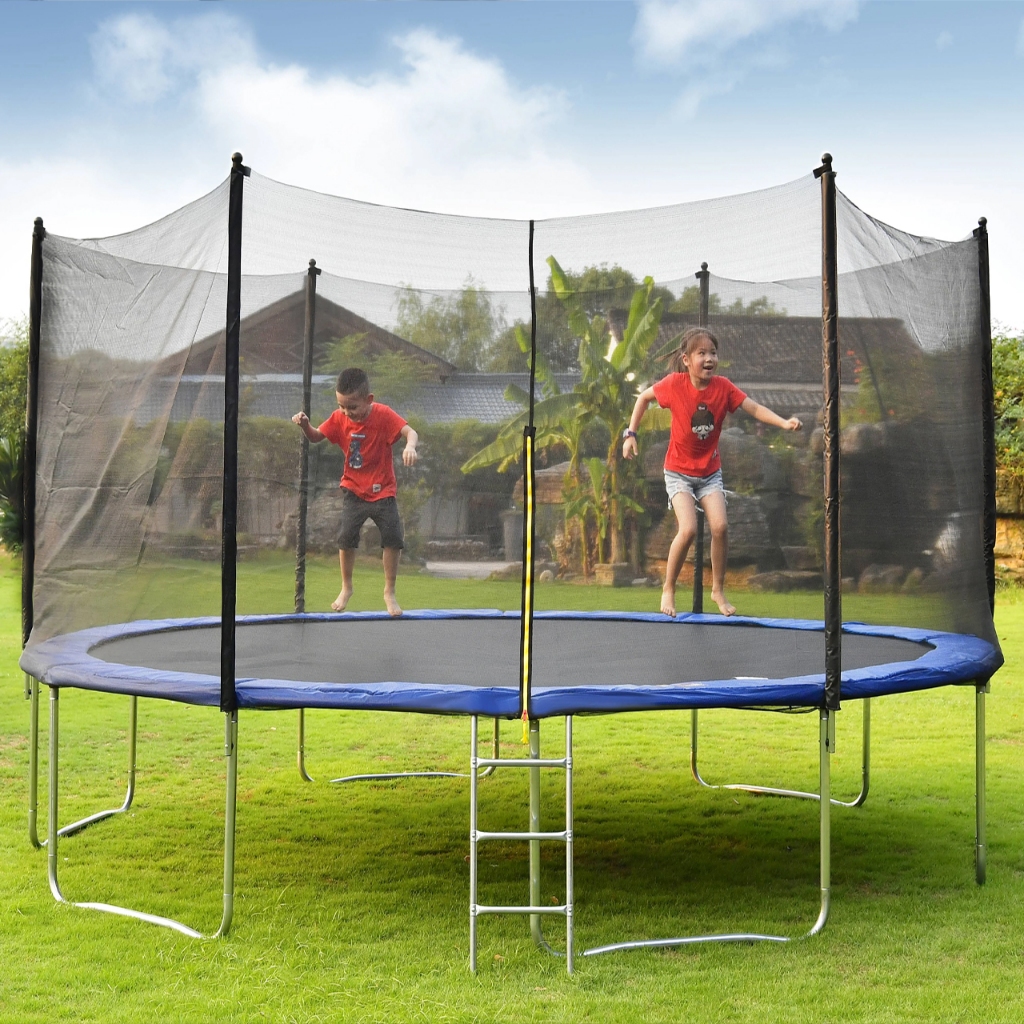 ARBER -- Trampolin 16ft (4.88m) Premium dengan Jaring Pengaman, Trampolin Olahraga Anak & Dewasa, Am