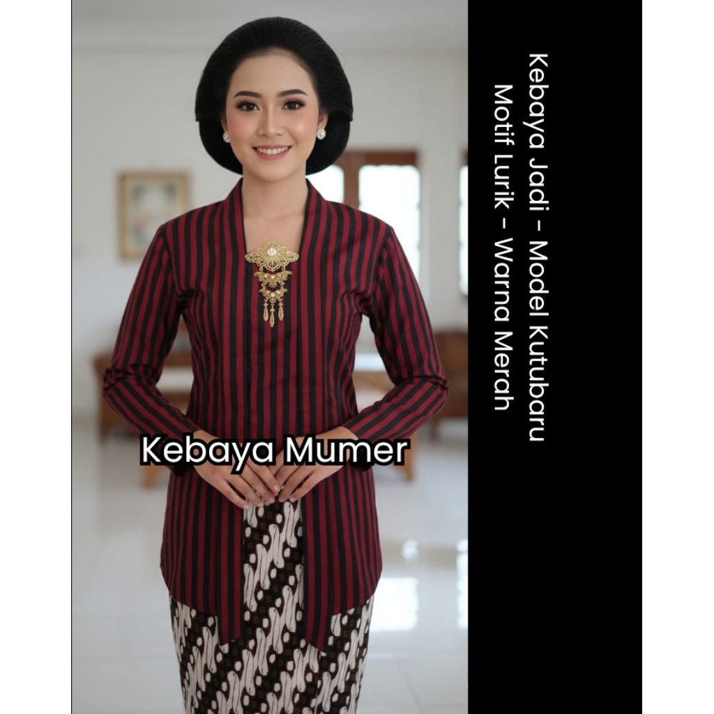 Kebayamumer Kebaya Motif Lurik Model Kutu Baru Kartini Baju Adat Jawa Tradisional Bahan Katun Tidak