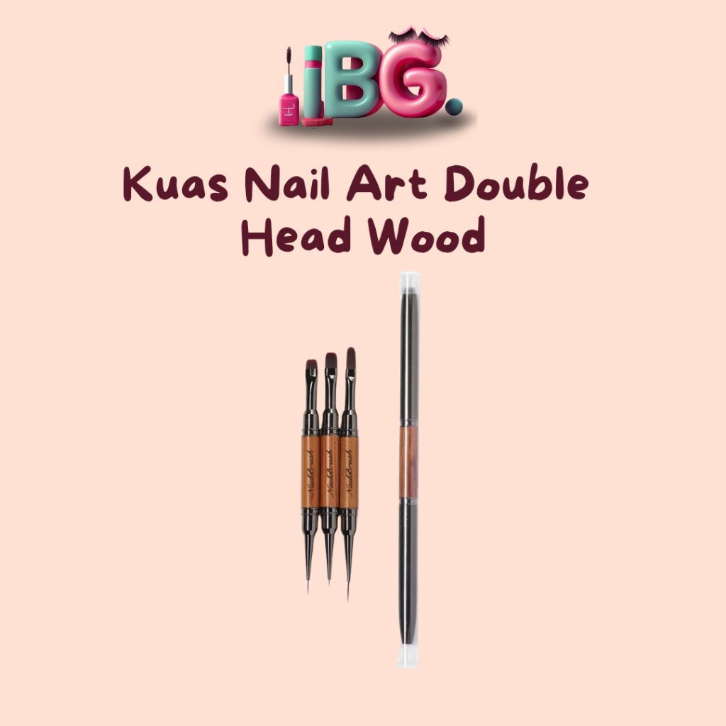 Kuas Nail Art Double Head Wood Handle – Kuas Builder & Liner Premium Brush nail art premium Kuas nail art gel premium Brush nail art premium