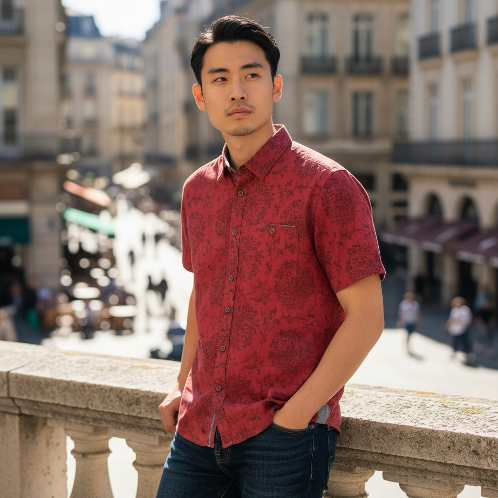 watchout kemeja pria printing lengan pendek