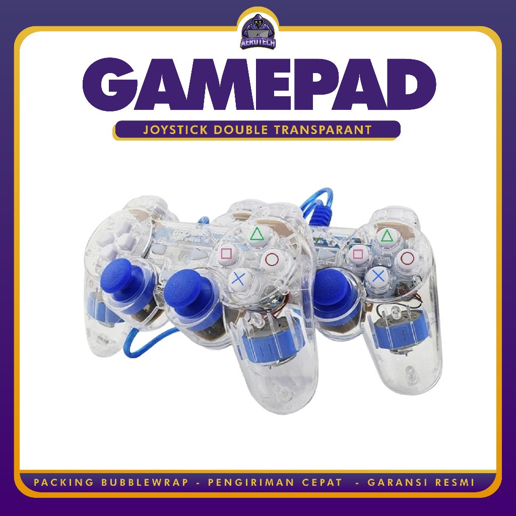 Stik PS PC JOYSTICK PC Laptop Gamepad Double Transparan Usb Eyota
