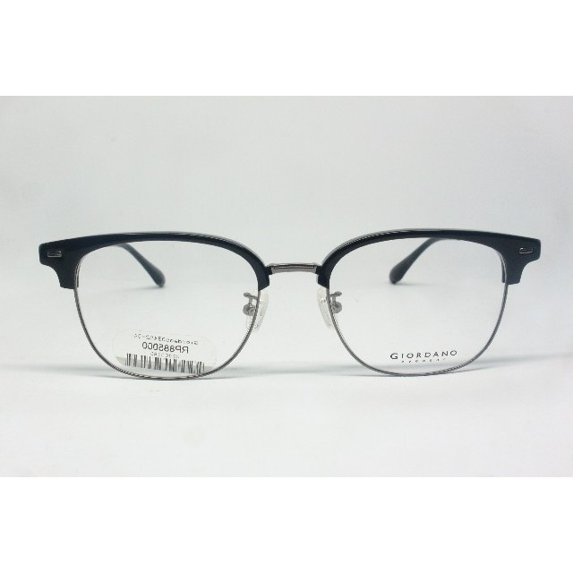 Kacamata Dewasa GIORDANO Frame Setengah Clubmaster – Hitam Silver Elegan
