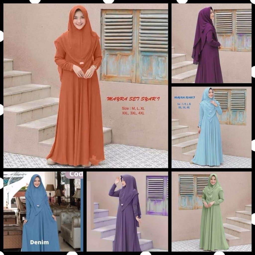 Mayra -  FREE HIJAB Gamis syari 2 layer S M L XL 2XL 3XL jumbo muslim wanita warna bata terakota ter