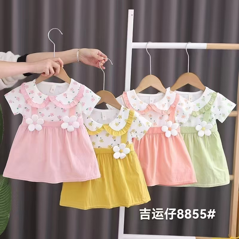 Dress Anak Perempuan Bunga Cantik Katun Import Gaun Korea Style Motif Cute Elegan Usia 6 Bulan 2 Tah