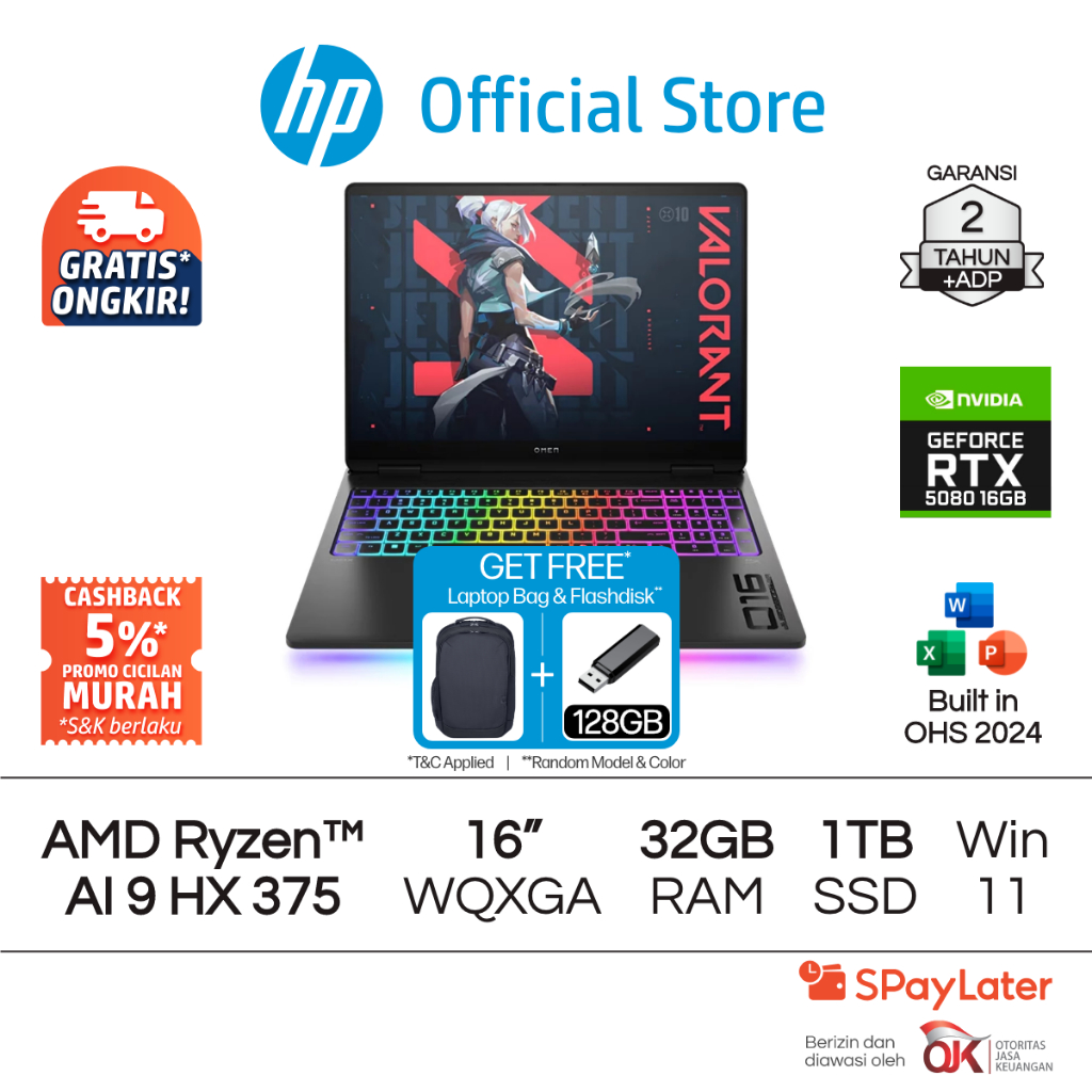 OMEN MAX Laptop Gaming HP AMD Ryzen AI 9 NVIDIA GeForce RTX 5080 32GB RAM 1TB SSD Shadow Black Free 