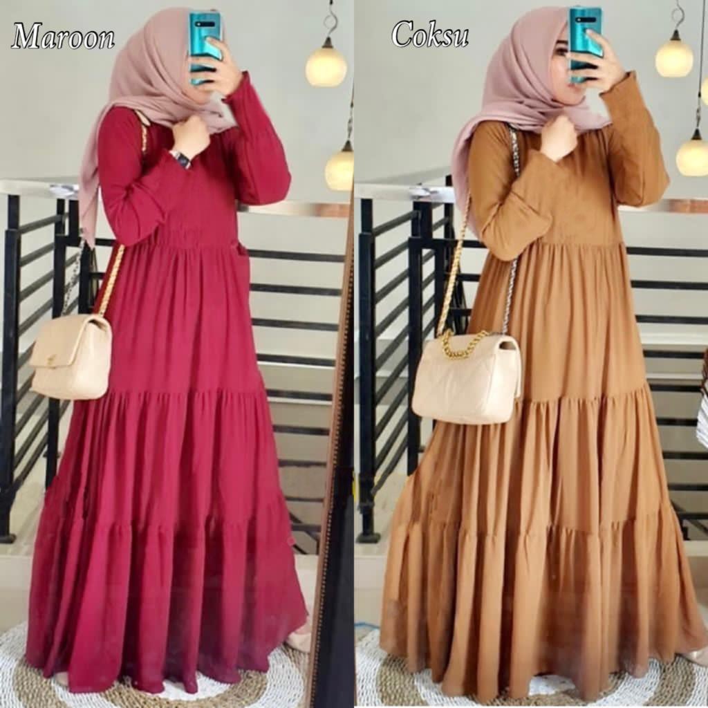 Maxi Dress Jumbo Adem Untuk Busui Gamis Elika Dress Remaja Kekinian 100rb 3pcs Maxi Dress Pesta Term