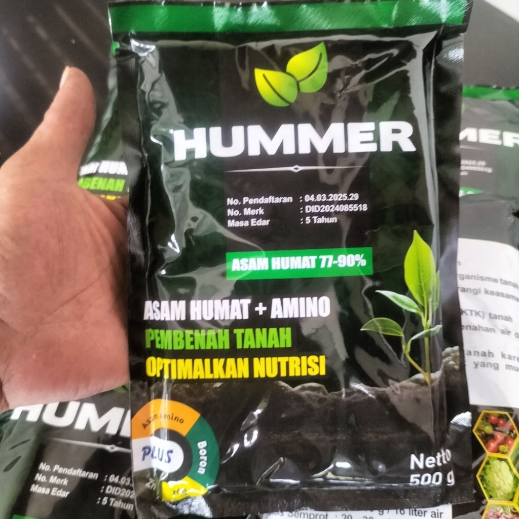 Pupuk Asam Humat 90% Hummer 500gram Asam humat  90% Plus asam amino Nutrisi semua jenis tanaman caba
