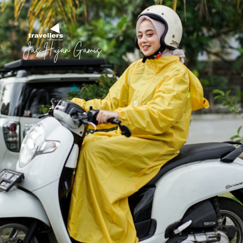 Travellers Jas Hujan Gamis Syari Raincoat Mantel Yellow